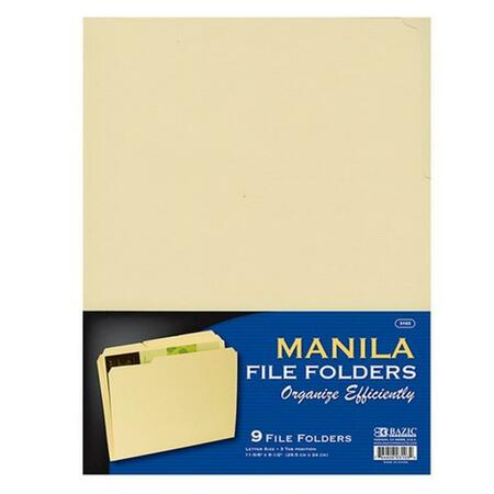 BAZIC PRODUCTS Bazic 1/3 Cut Letter Size Manila File Folder, 432PK 3103